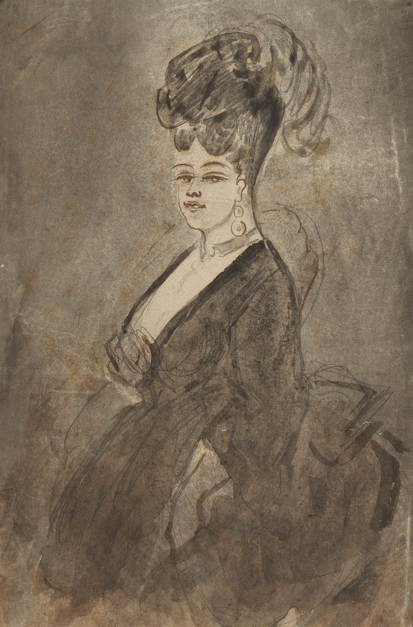 Retrato de três quartos de uma mulher de Constantin Guys
