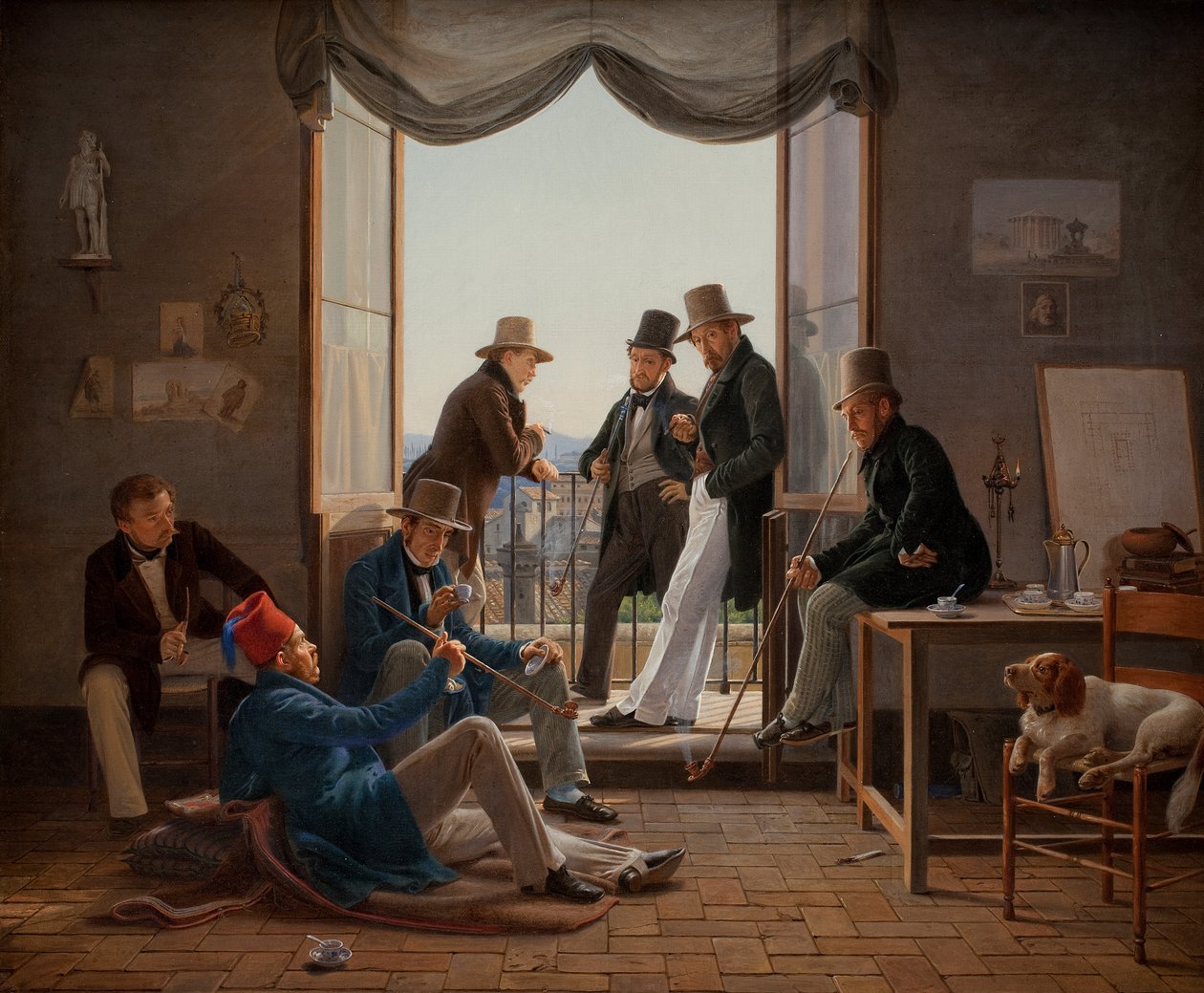 Um grupo de artistas dinamarqueses em Roma de Constantin Hansen