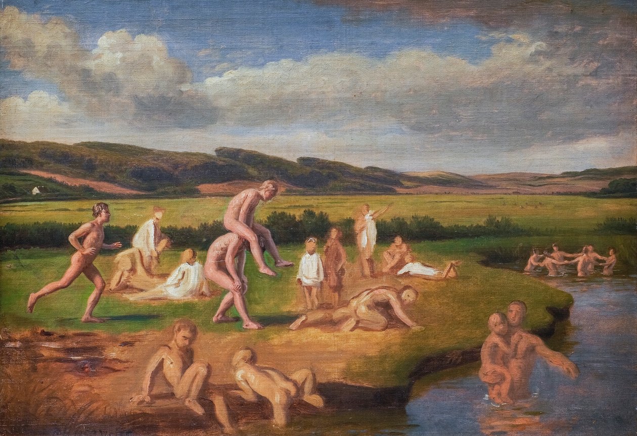 Rapazes a tomar banho e a brincar de Constantin Hansen
