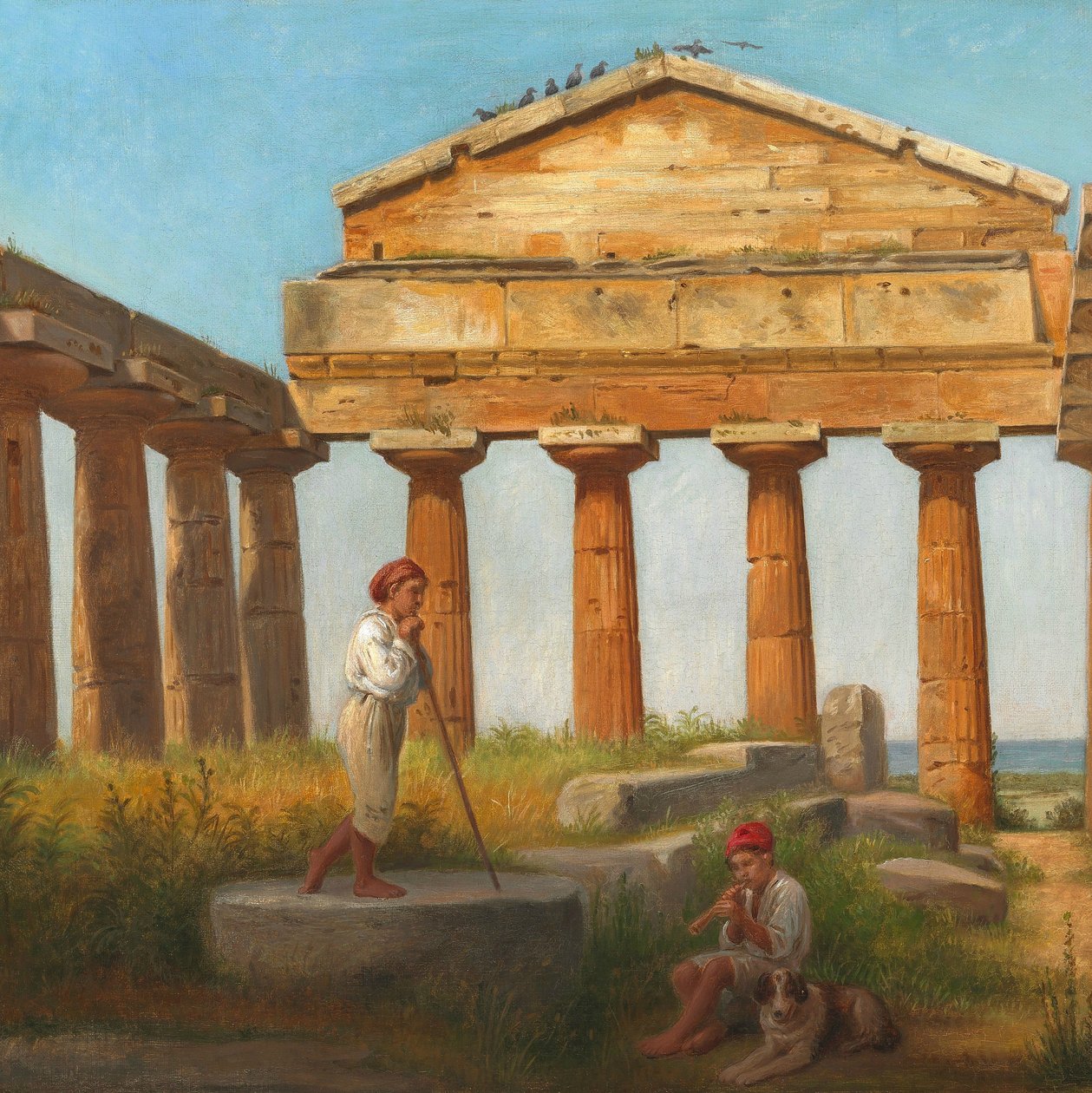 "Cerestemplet i Pæstum". O templo de Ceres em Paestum de Constantin Hansen