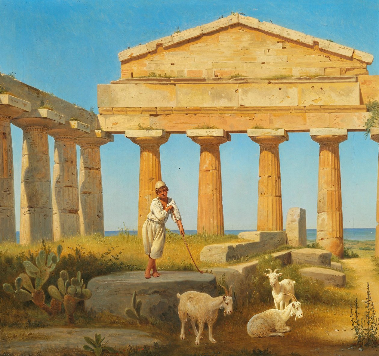"Cerestemplet i Pæstum". O templo de Ceres em Paestum de Constantin Hansen