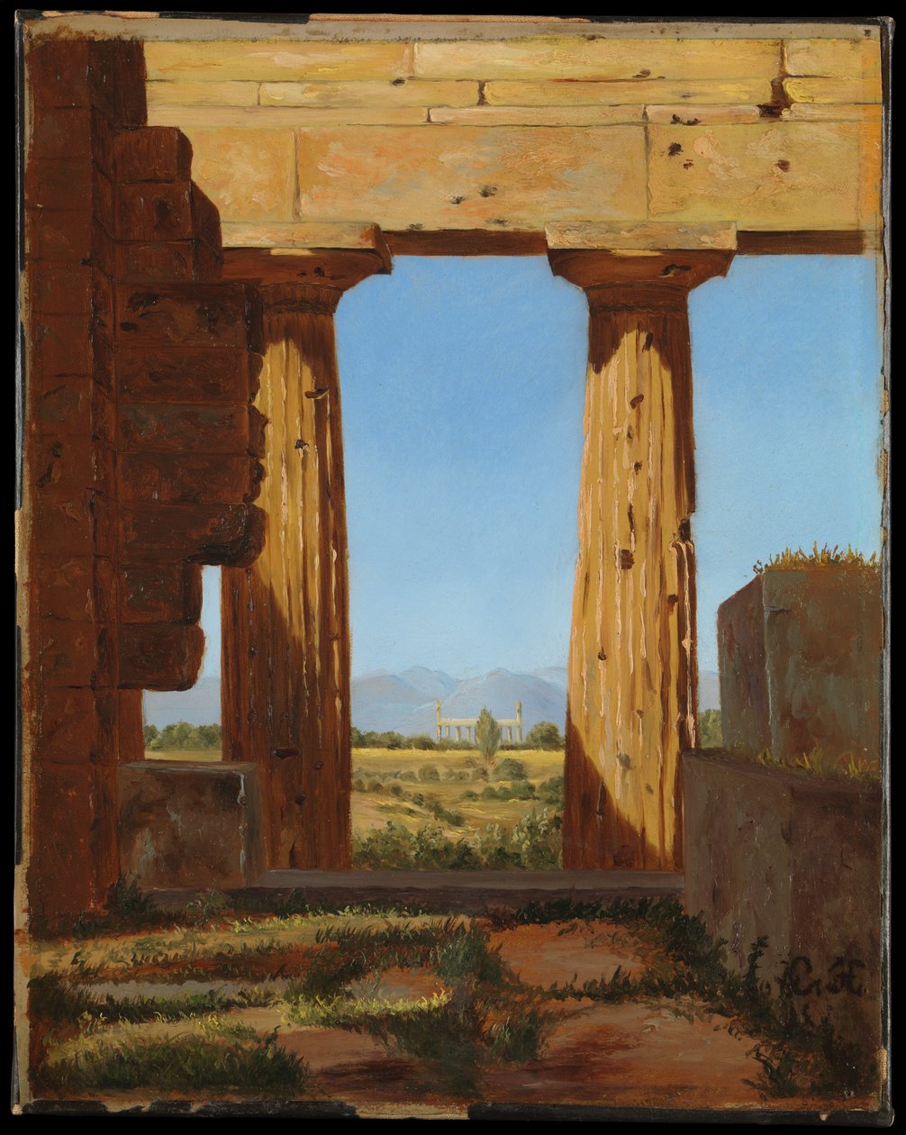 Colunas do Templo de Neptuno em Paestum de Constantin Hansen