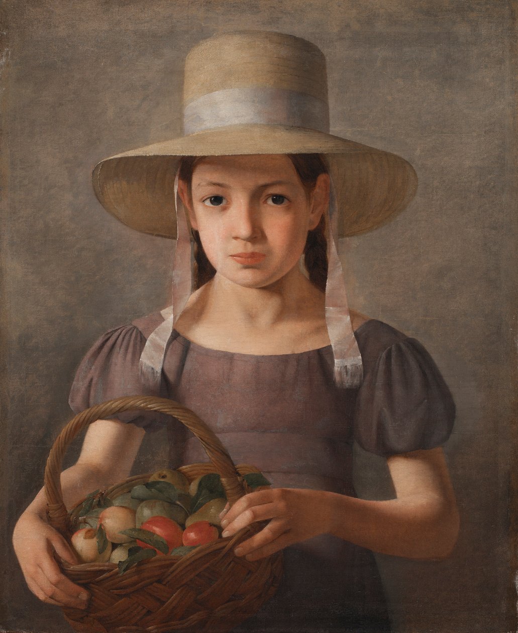 Menina, fruta, cesta, c.1827 de Constantin Hansen
