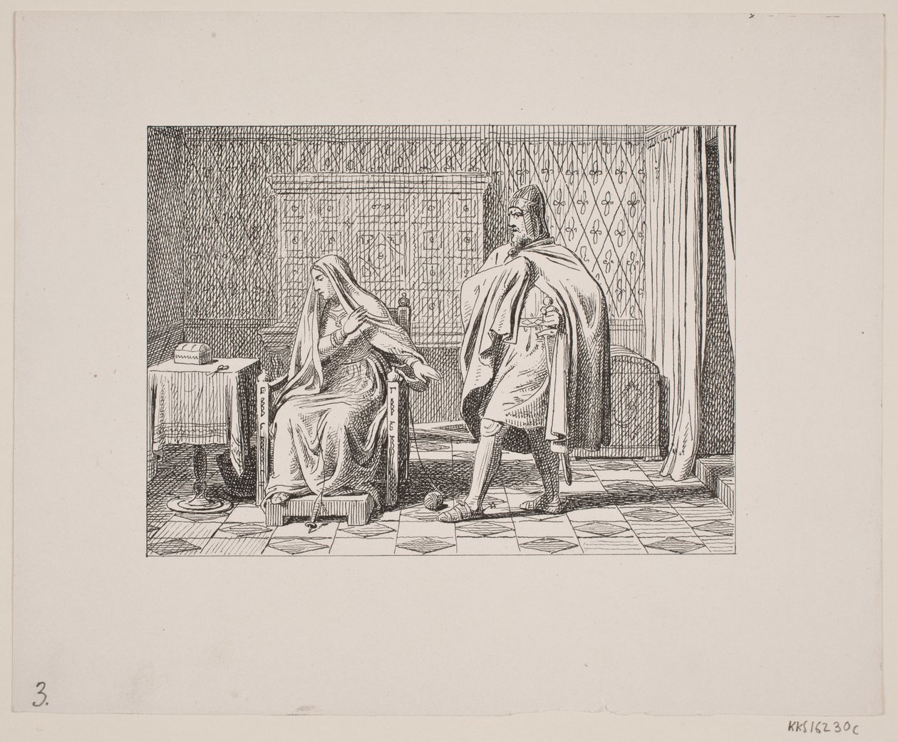 Ilustração para Svend Grundtvig, "Marsk Stig: canção folclórica dinamarquesa do século 13", 1861 de Constantin Hansen