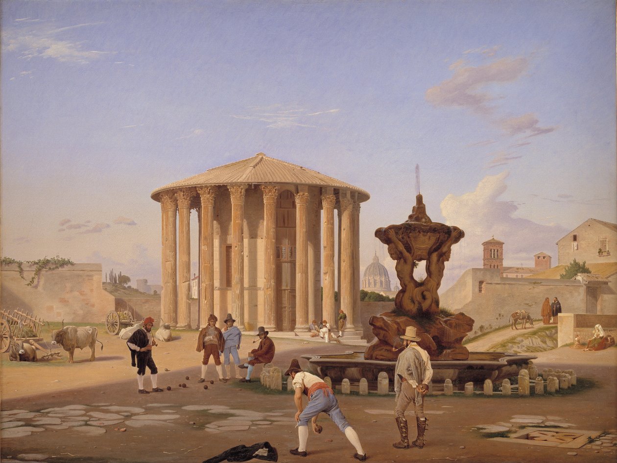 Piazza della Bocca della Verità com o chamado Templo Vesta em Roma de Constantin Hansen