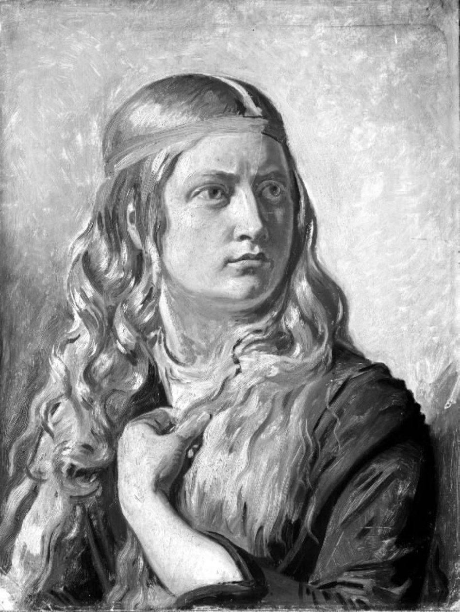 Estudo de uma jovem mulher (Oline Købke) de Constantin Hansen