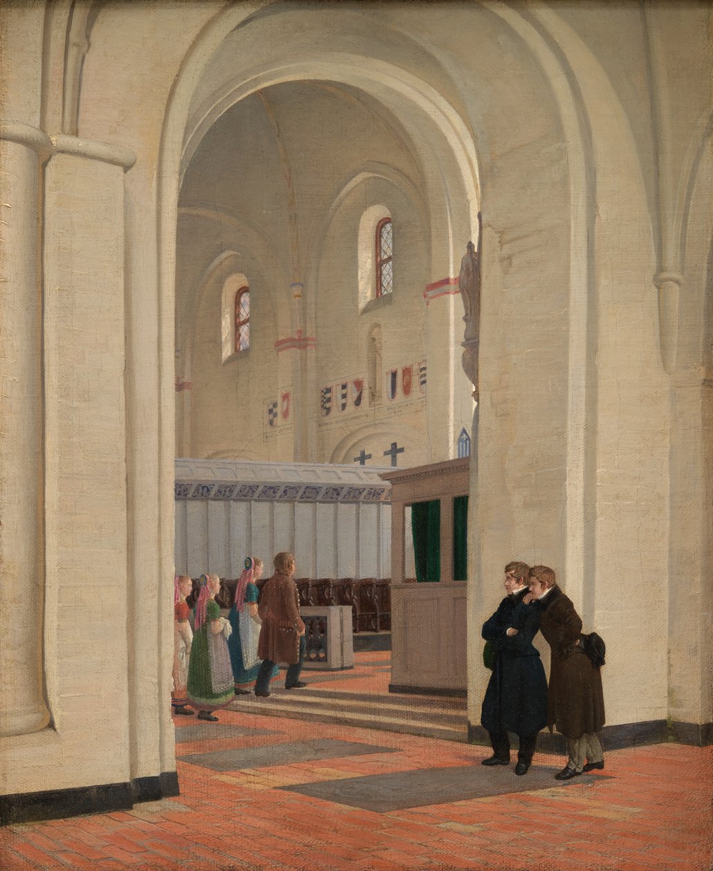 O interior da Igreja de St Bendt em Ringsted de Constantin Hansen