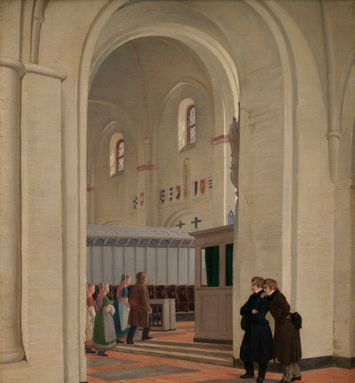 O Interior da Igreja de St Bendt em Ringsted, 1829 de Constantin Hansen