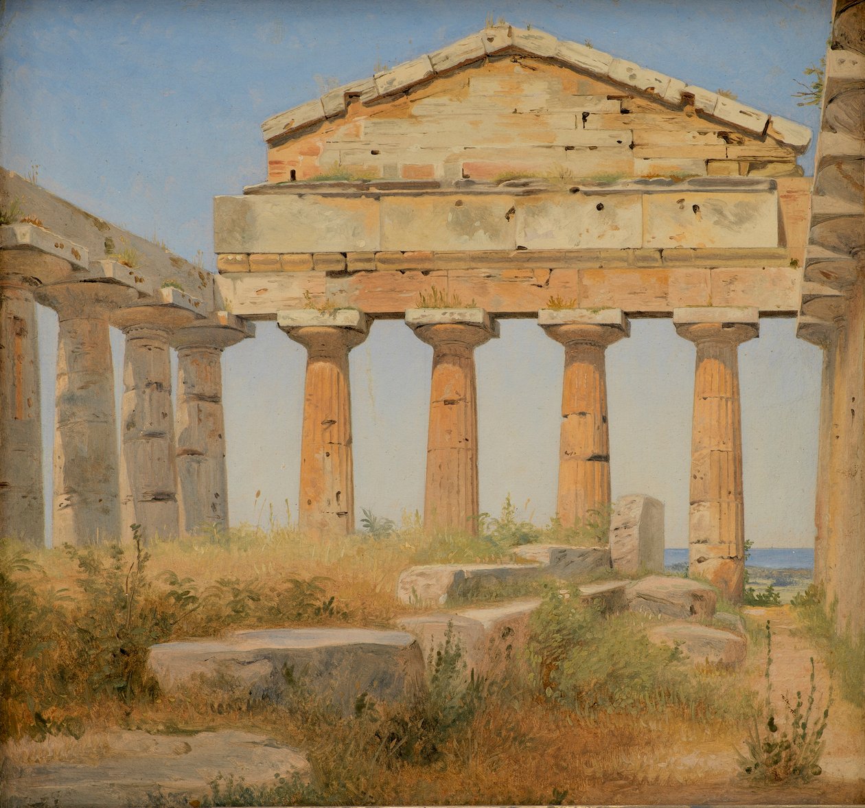 O templo de Atena em Paestum, 1838 de Constantin Hansen