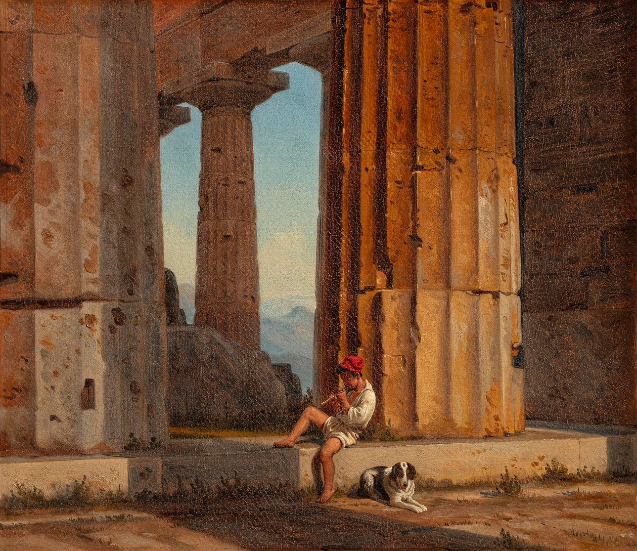 Vista do Templo de Poseidon em Paestum de Constantin Hansen