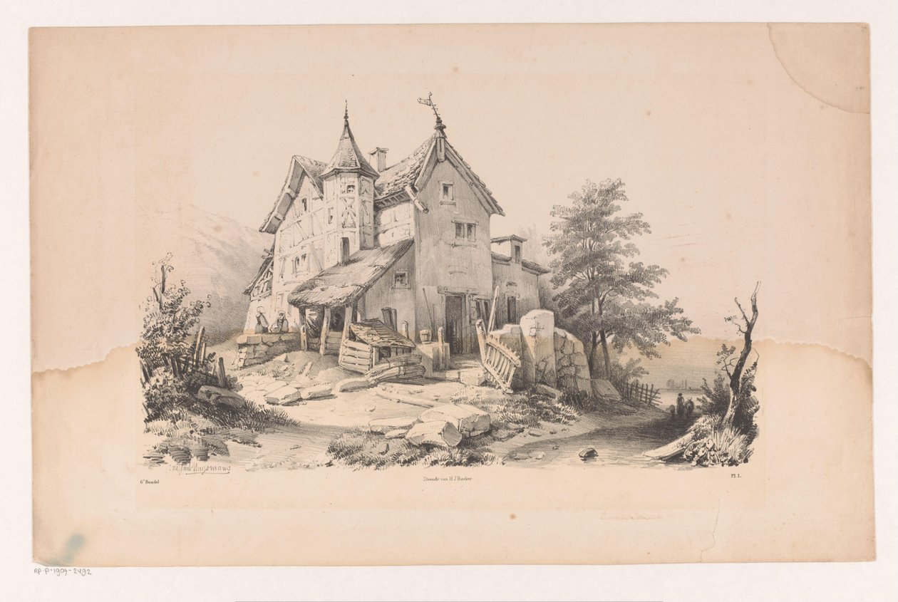 Rezando figuras em uma paisagem A Paisagem (título da série) de Constantinus Cornelis Huysmans