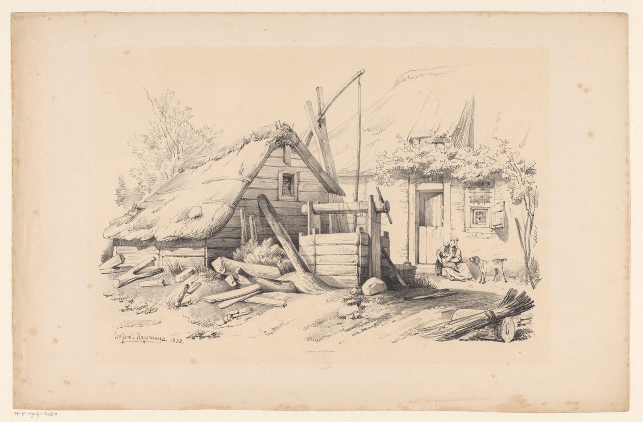 Fazenda com poço A Paisagem (título da série) de Constantinus Cornelis Huysmans