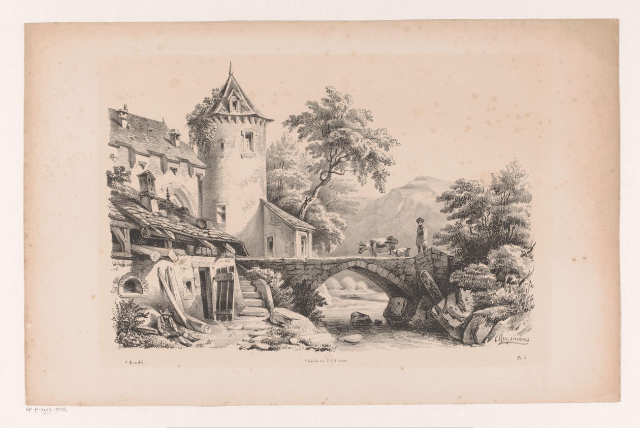 Casas e ponte na paisagem de montanha
A Paisagem (título da série) de Constantinus Cornelis Huysmans