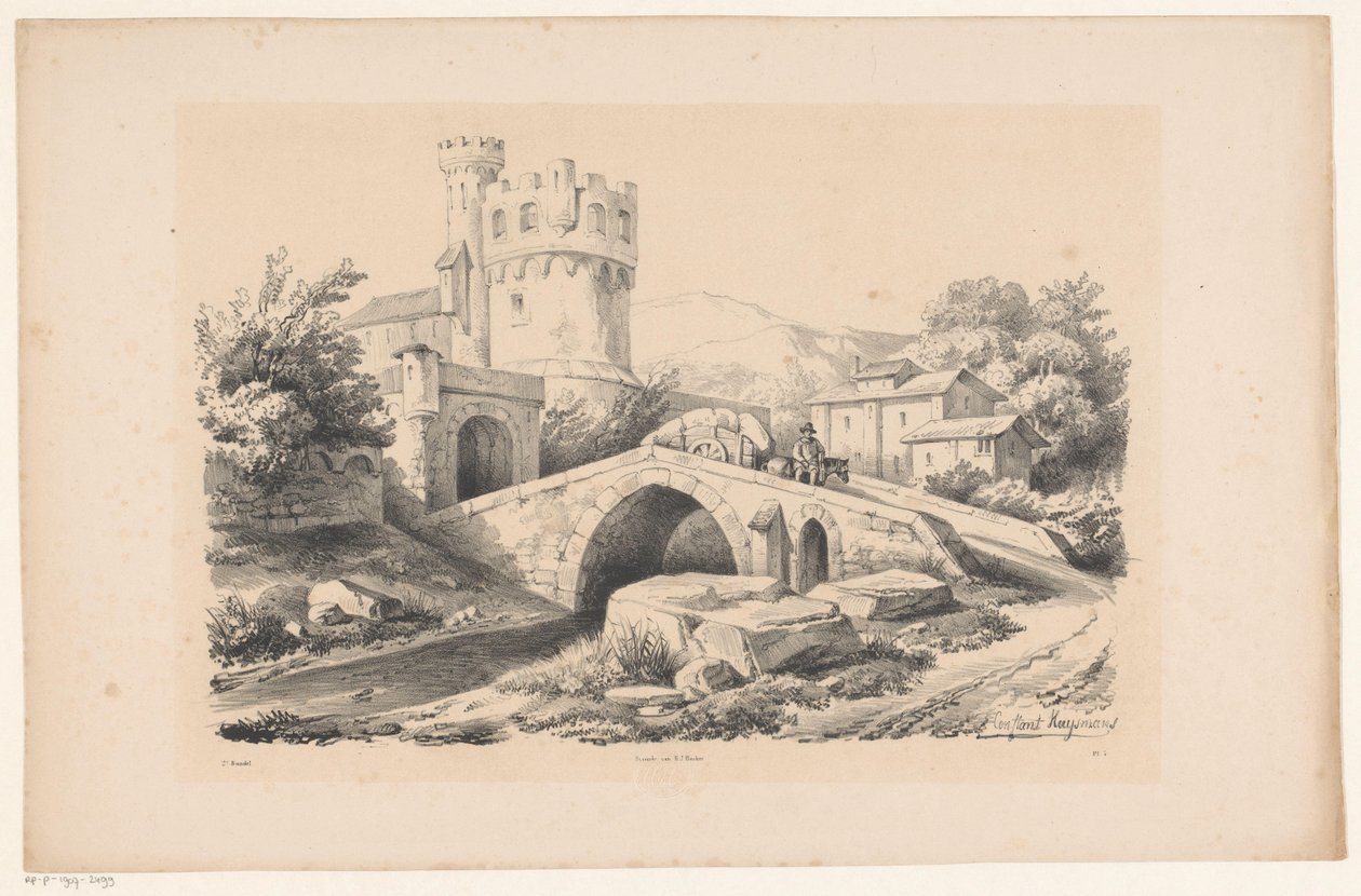 Paisagem com forte e ponte
A Paisagem (título da série) de Constantinus Cornelis Huysmans