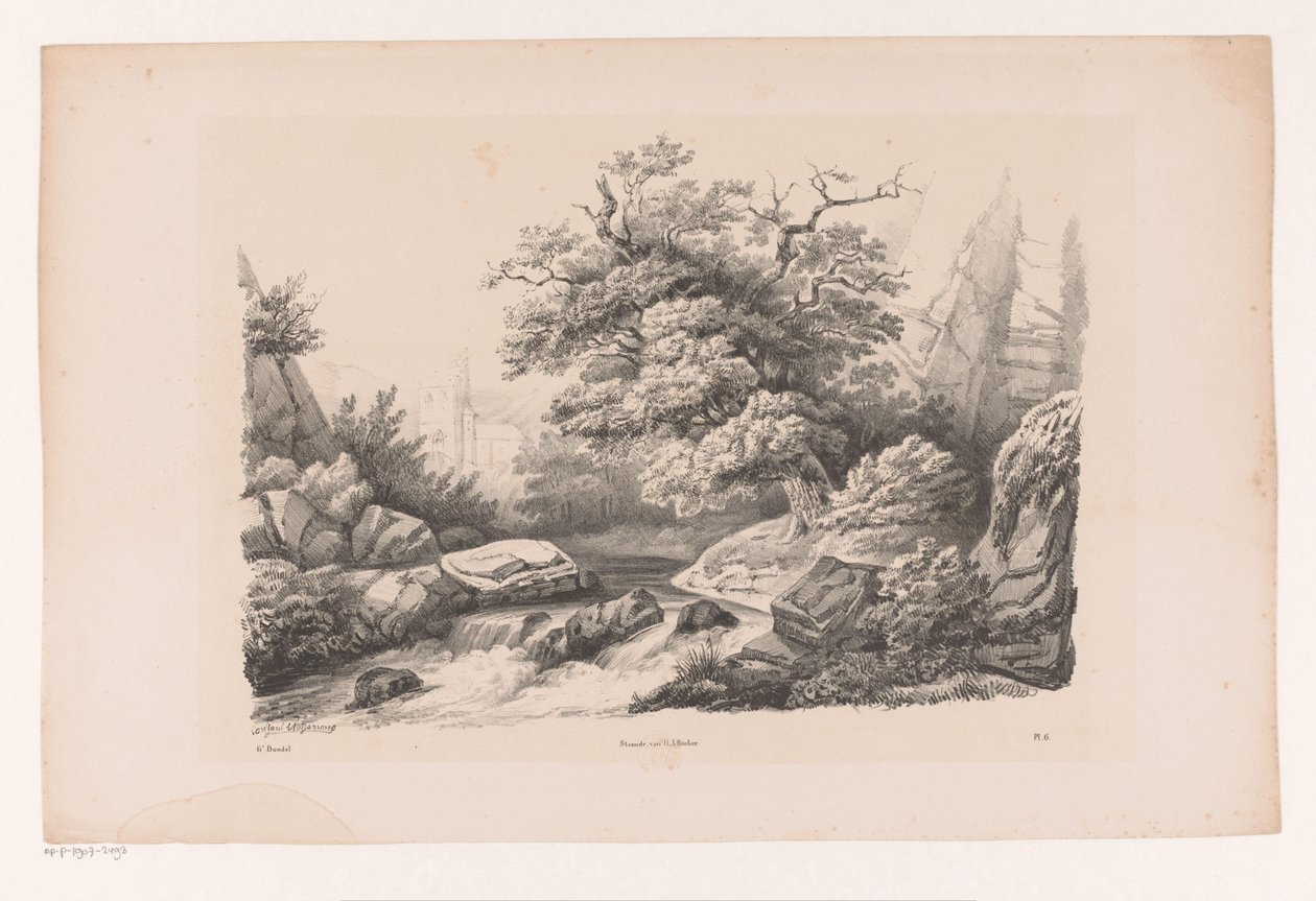 Paisagem rochosa com riacho
A Paisagem (título da série) de Constantinus Cornelis Huysmans