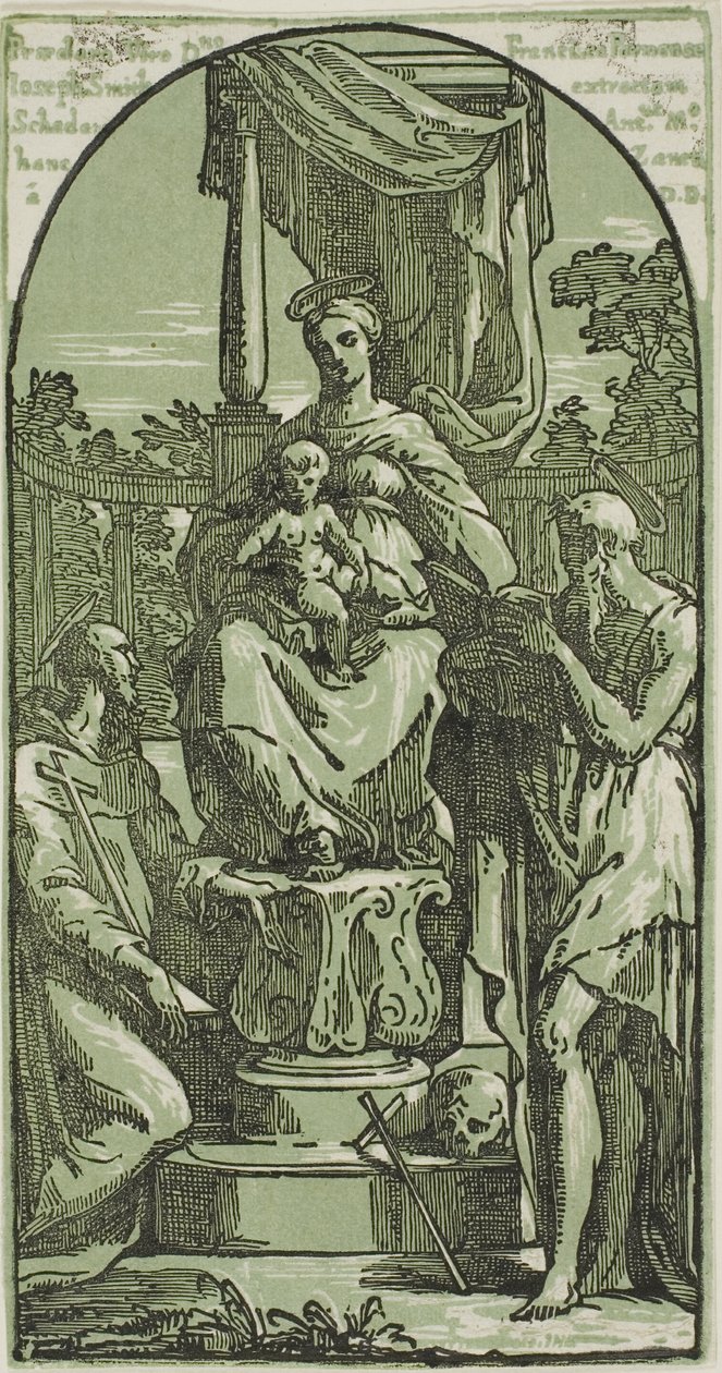 Nossa Senhora com o Menino Entronizado, São Jerónimo e São Francisco de Conte Antonio Maria Zanetti the Elder