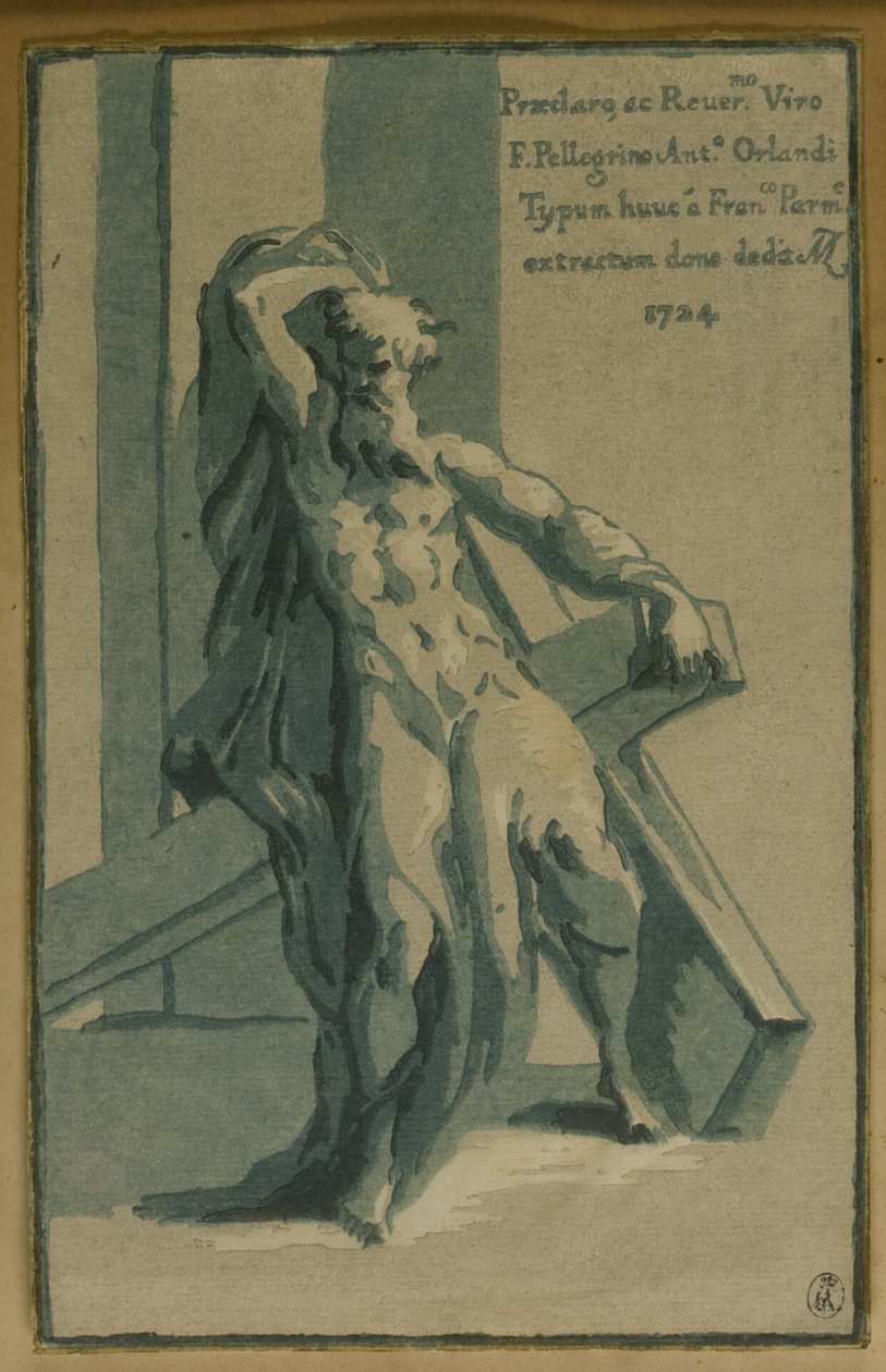 Santo André sentado na sua cruz de Conte Antonio Maria Zanetti the Elder
