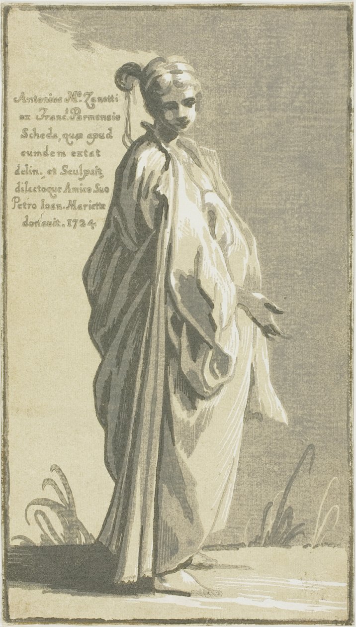 Mulher jovem de pé, virada para a direita de Conte Antonio Maria Zanetti the Elder