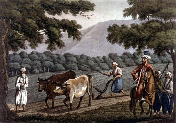 Agricultura na Síria, gravada por Joseph Constantine Stadler (fl.1780-1812) pub. por J. White de Cooper (after) Willyams