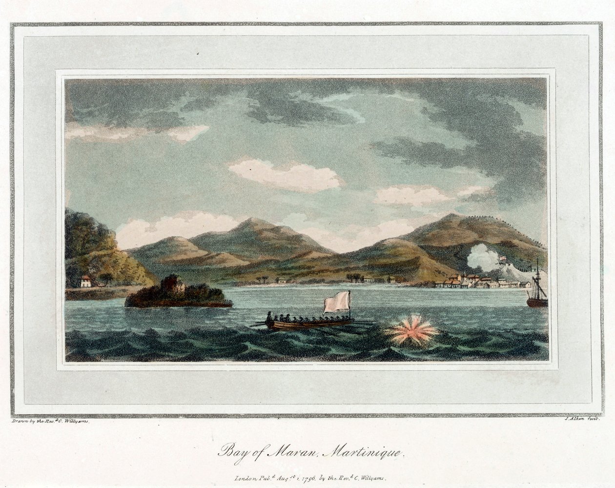 Baía de Maran, na Martinica. Litografia (56,6x43,4 cm), do Reverendo Cooper Willyams (1762-1816) de Cooper (after) Willyams