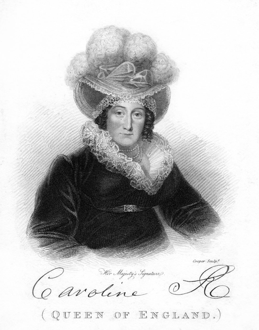 Caroline Amelia Elizabeth de Brunswick, rainha de George IV, século XIX. de Cooper