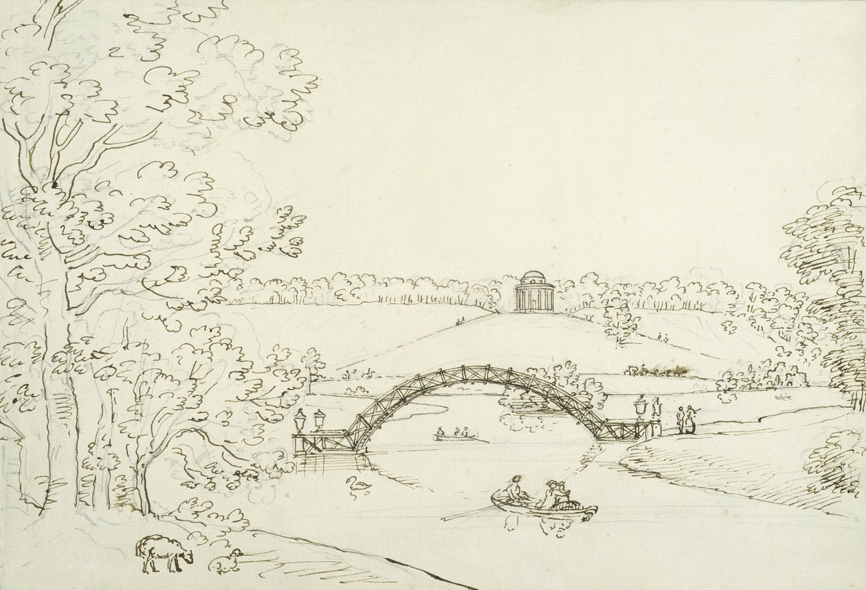 Stourhead, c.1780s (caneta e tinta no papel) de Copplestone Warre Bamfylde
