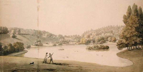 Stourhead, c.1780 (aguarela e lápis sobre papel) de Copplestone Warre Bamfylde