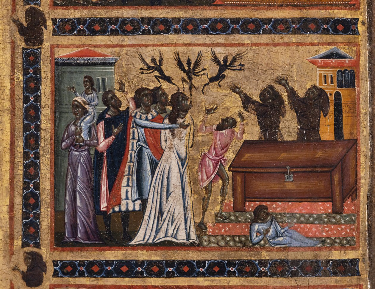 Retábulo de Bardi St. Francis e vinte histórias de sua vida, a Capela Bardi, detalhe de Coppo di Marcovaldo