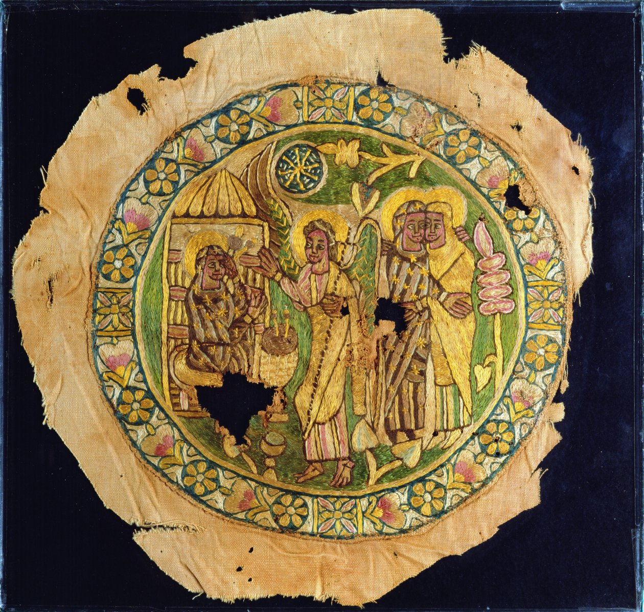 Anunciação, 500-700 (linho bordado com seda) de Coptic