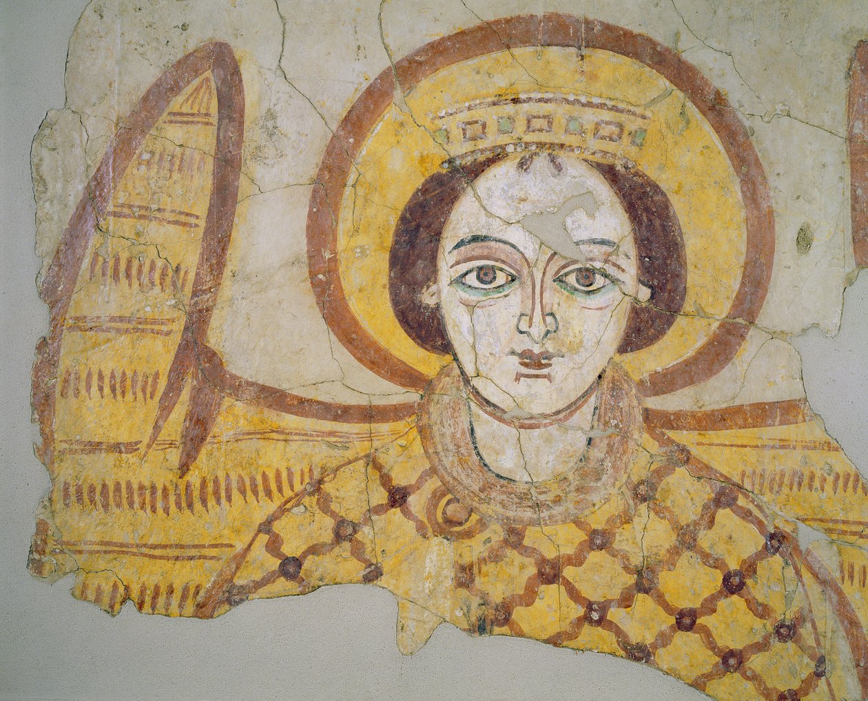 Arcanjo coroado com asas abertas, da catedral de Faras, Sudão de Coptic