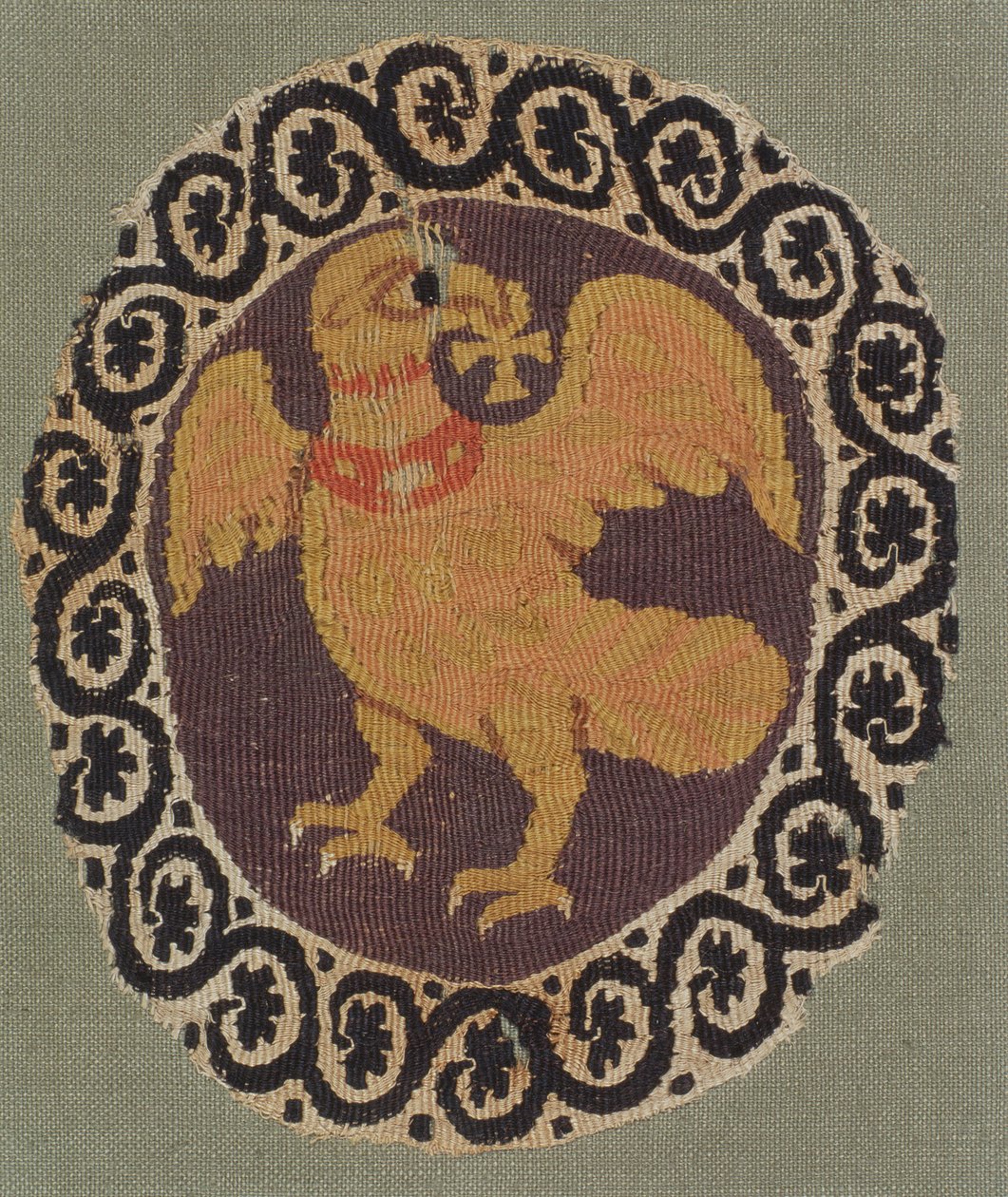 Roundel tecido-tapeçaria de uma túnica (linho e lã) de Coptic