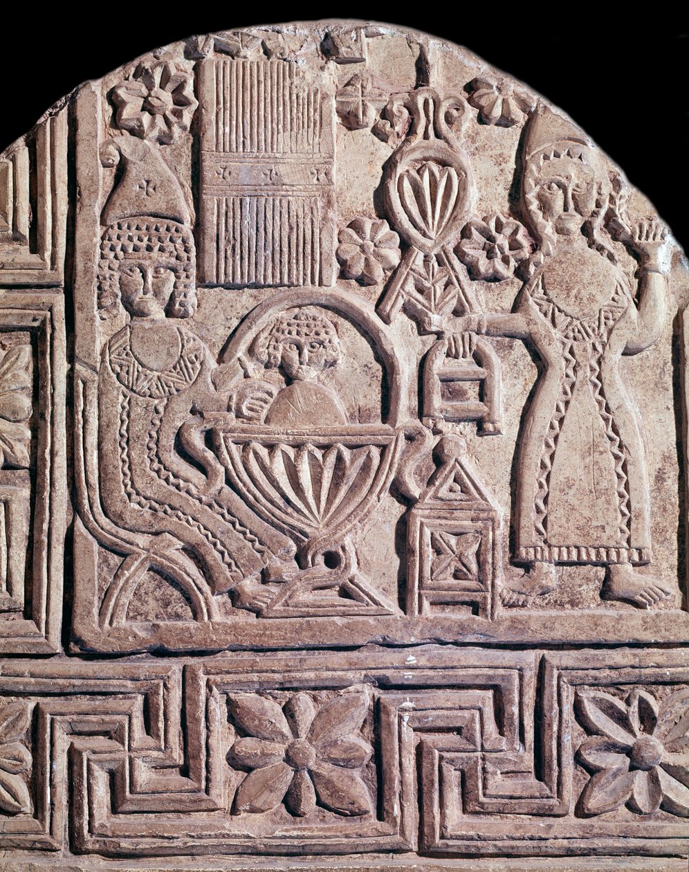 Jesus lavado por duas enfermeiras (alívio da estela, século VI) de Coptic Coptic