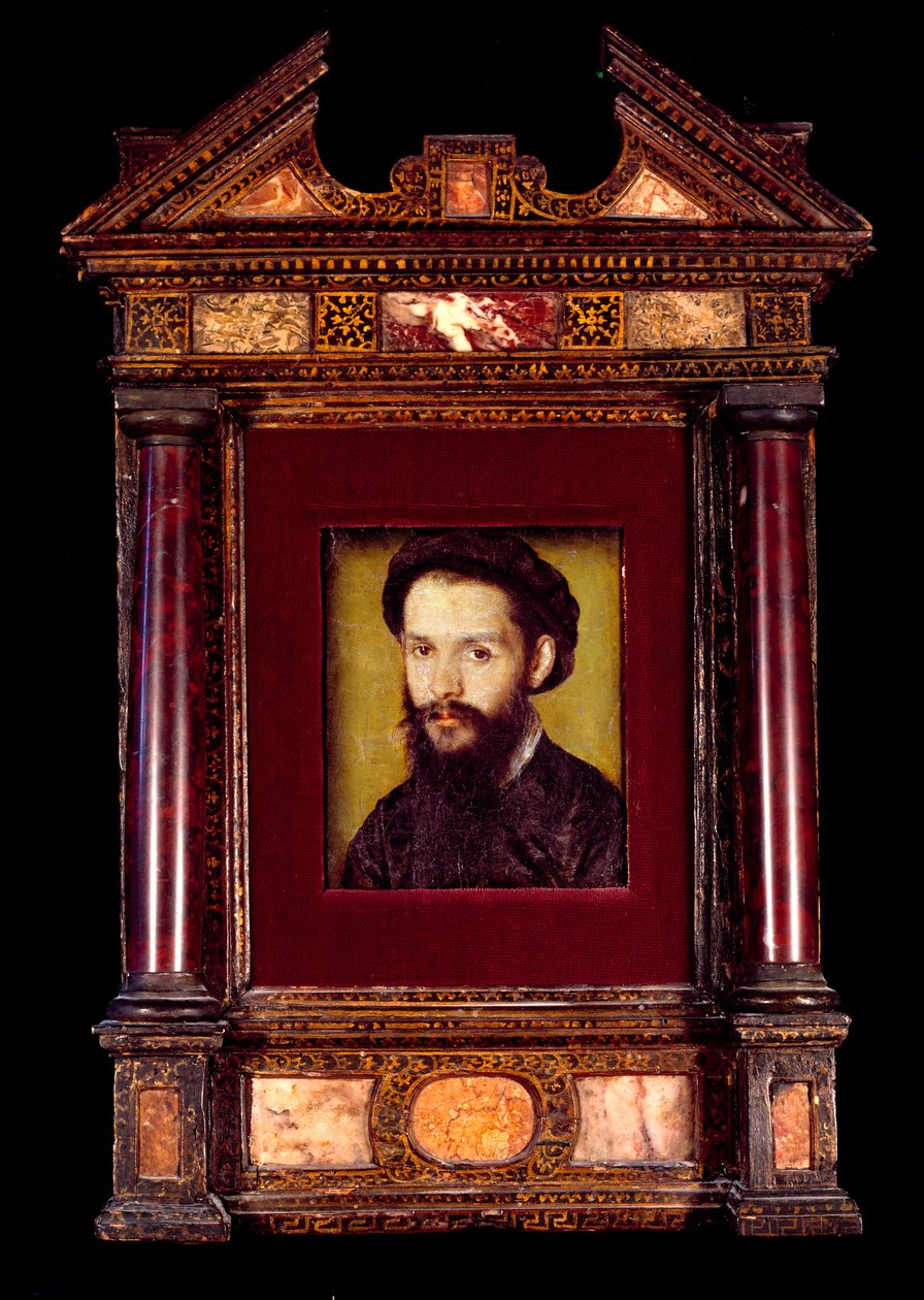 Retrato de Clement des Marets dit Marot (1496-1544) poeta francais. Pintura de Corneille De Lyon (Corneille de The Hague) (1500/1510-1574) Sol. 0,12 x 0,10 m. Século XVI. de Corneille de la  Haye