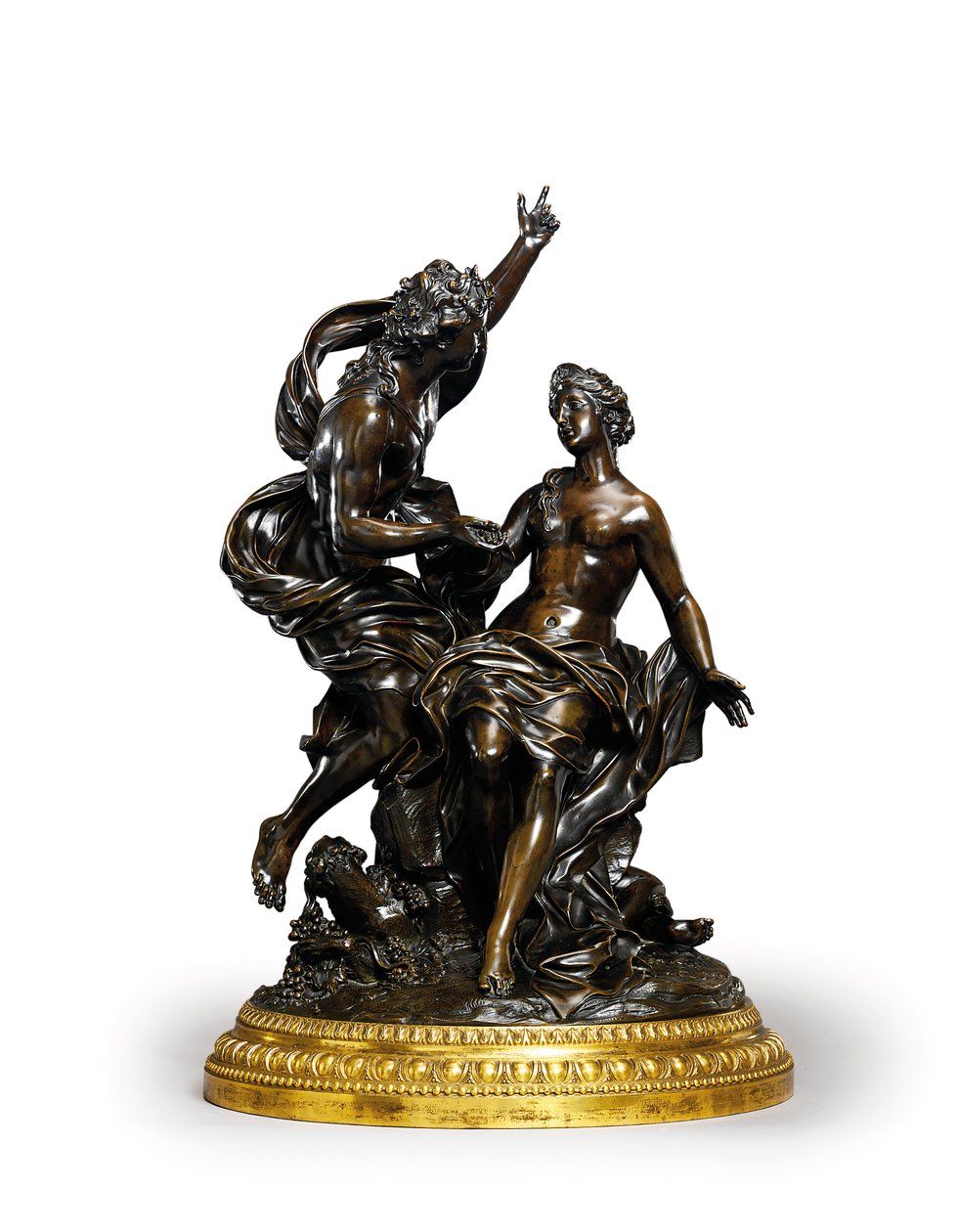 Um grupo de bronze de Luís XIV representando Baco e Ariadne, c. 1704 (bronze com base dourada) de Corneille van Cleve