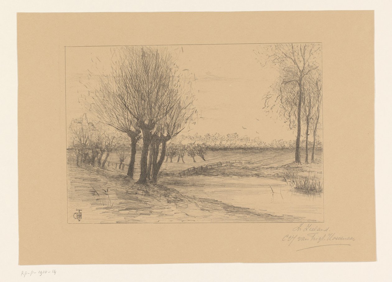 Prado com salgueiros de sondagem
Na Zeeland (título sobre o objecto) de Cornelia Christina Johanna van Trigt Hoevenaar (signed by artist)