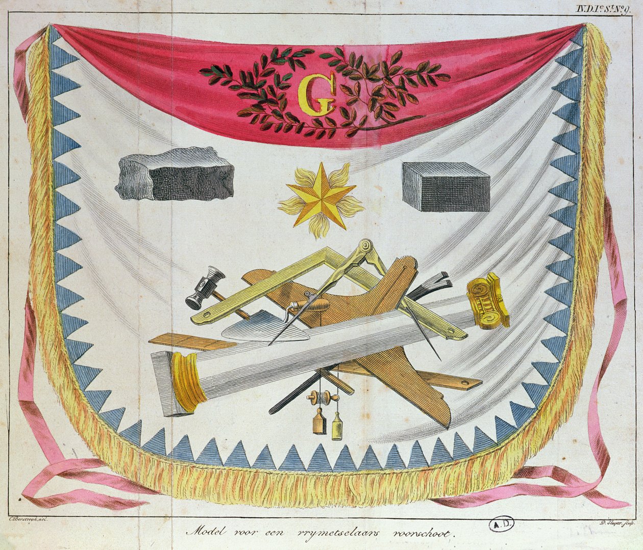 Um avental maçônico, 1826 de Cornelis Borsteegh
