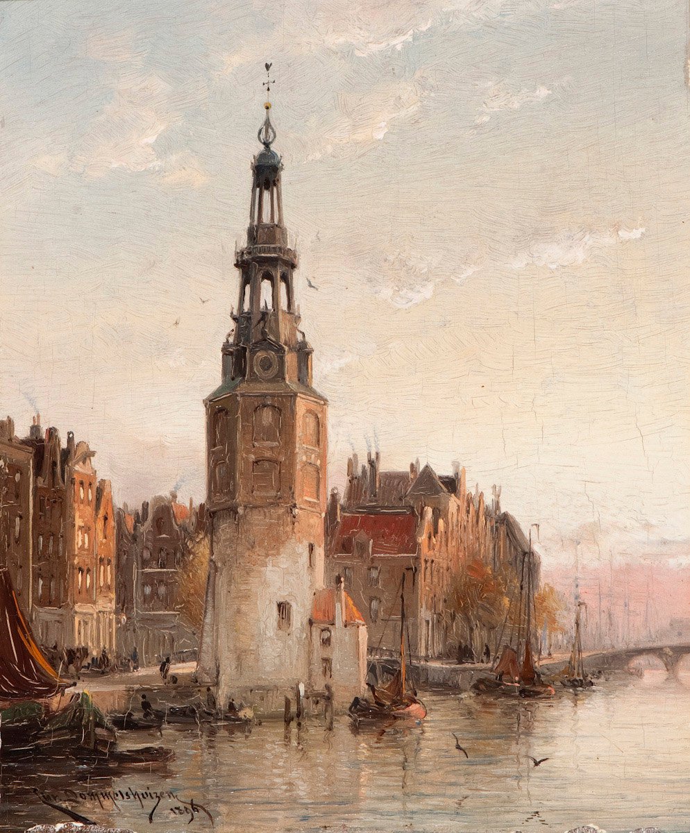 O Montelbaanstower em Amsterdã. de Cornelis Christiaan Dommersen