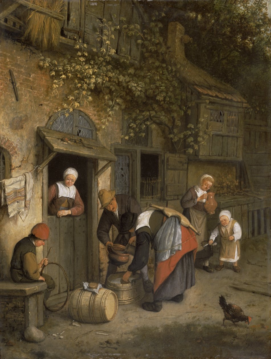The Milk Seller, 1679 (painel) de Cornelis Dusart
