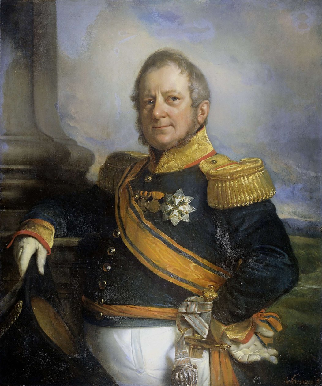 Retrato de Hendrik Merkus, Barão de Kock (1779–1845), Comandante do Exército e depois de 1826, Tenente-Governador Geral das Índias Orientais Holandesas de Cornelis Kruseman