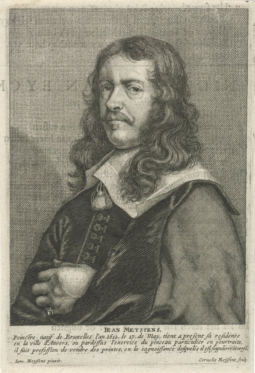 Gravura de Jan Meyssens após um auto-retrato, por seu filho Cornelis de Cornelis Meyssens