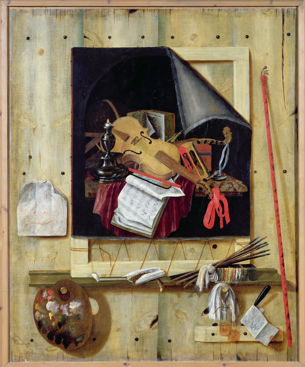 Trompe o olho ainda vida, 1665 de Cornelis Norbertus Gysbrechts