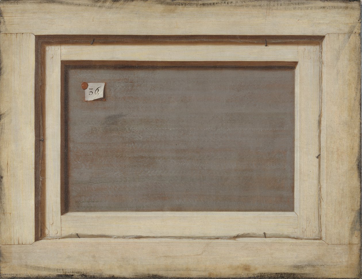 Trompe l&39;oeil. A parte de trás de uma pintura emoldurada de Cornelis Norbertus Gysbrechts