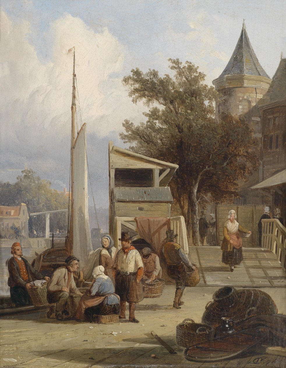 Pescadores no cais de Cornelis Springer