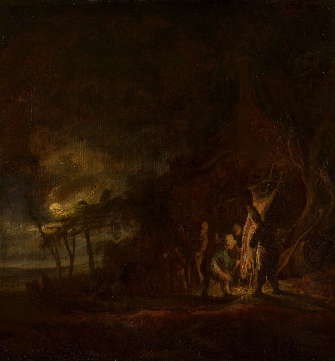 Porco abatido em uma paisagem ao luar de Cornelis Symonsz van der Schalcke