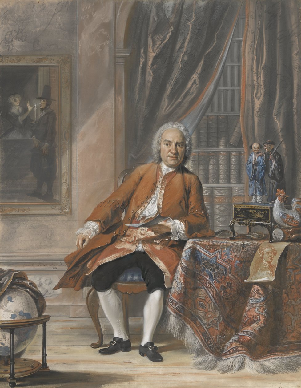 Retrato de Joan Jacob Mauricius, governador-geral do Suriname, 1741 (pastel sobre papel) de Cornelis Troost