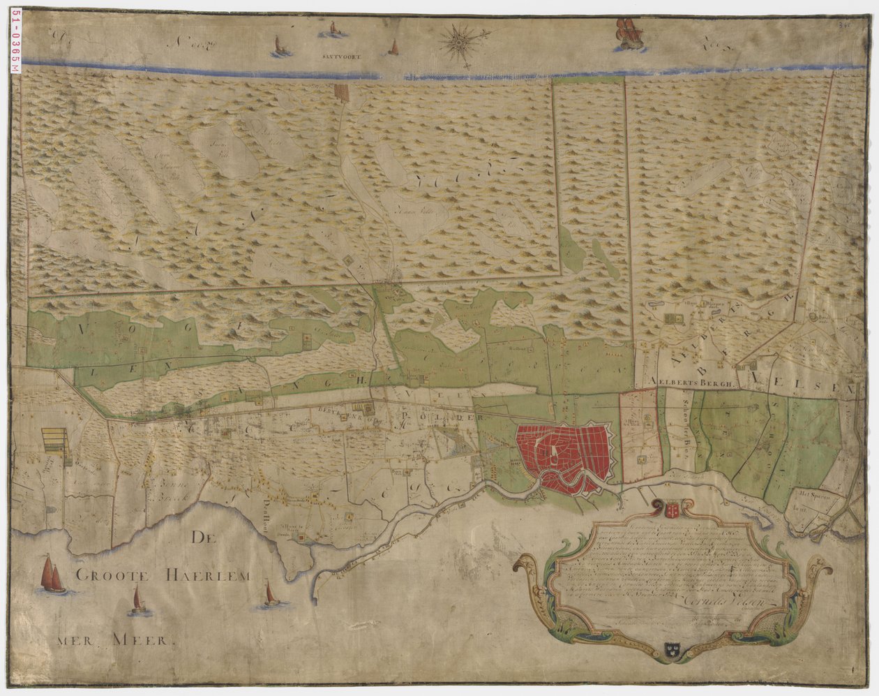 Mapa de Haarlem e arredores de Cornelis Velsen
