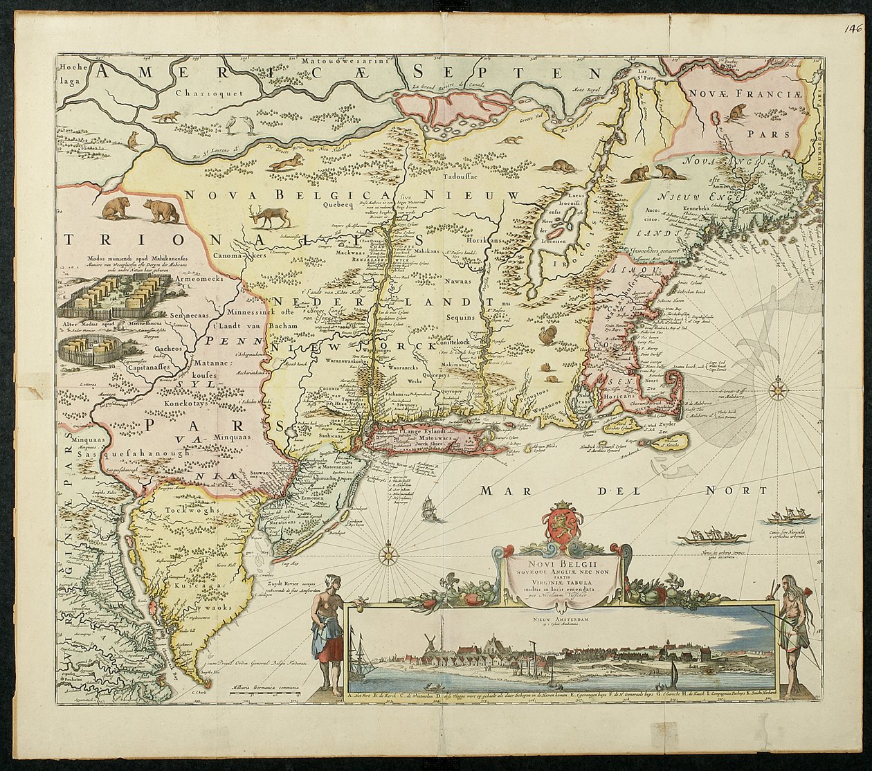 Novi Belgii, 1651 (litografia a cores) de Cornelis Visscher