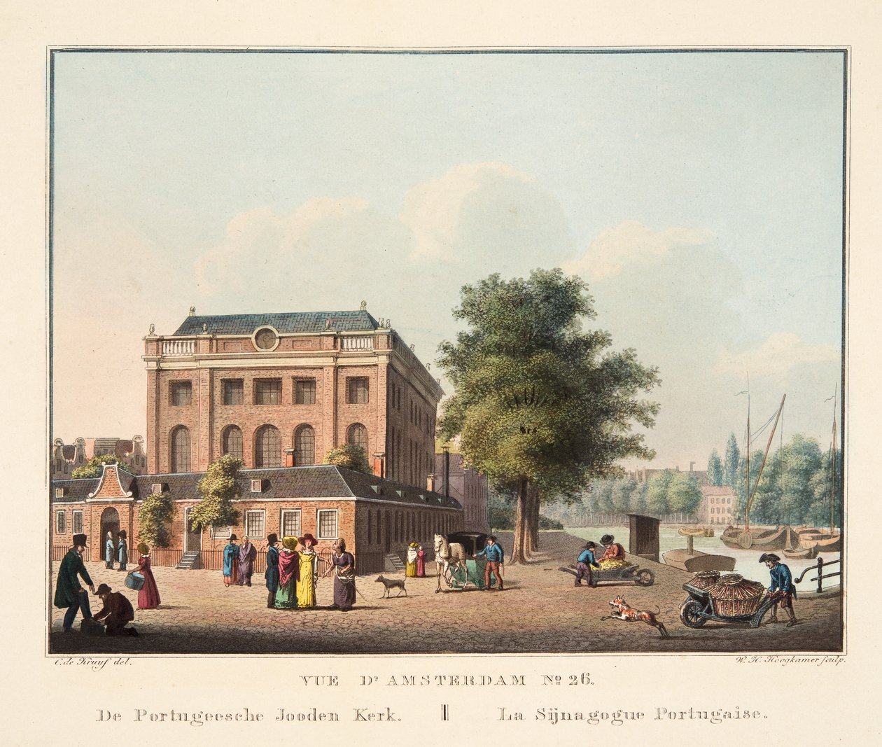 Vista de Amesterdão No.26. De Portugeesche Jooden Kerk. O Sijnagogue Português, 1825 (gravura à mão) de Cornelis de Kruyff