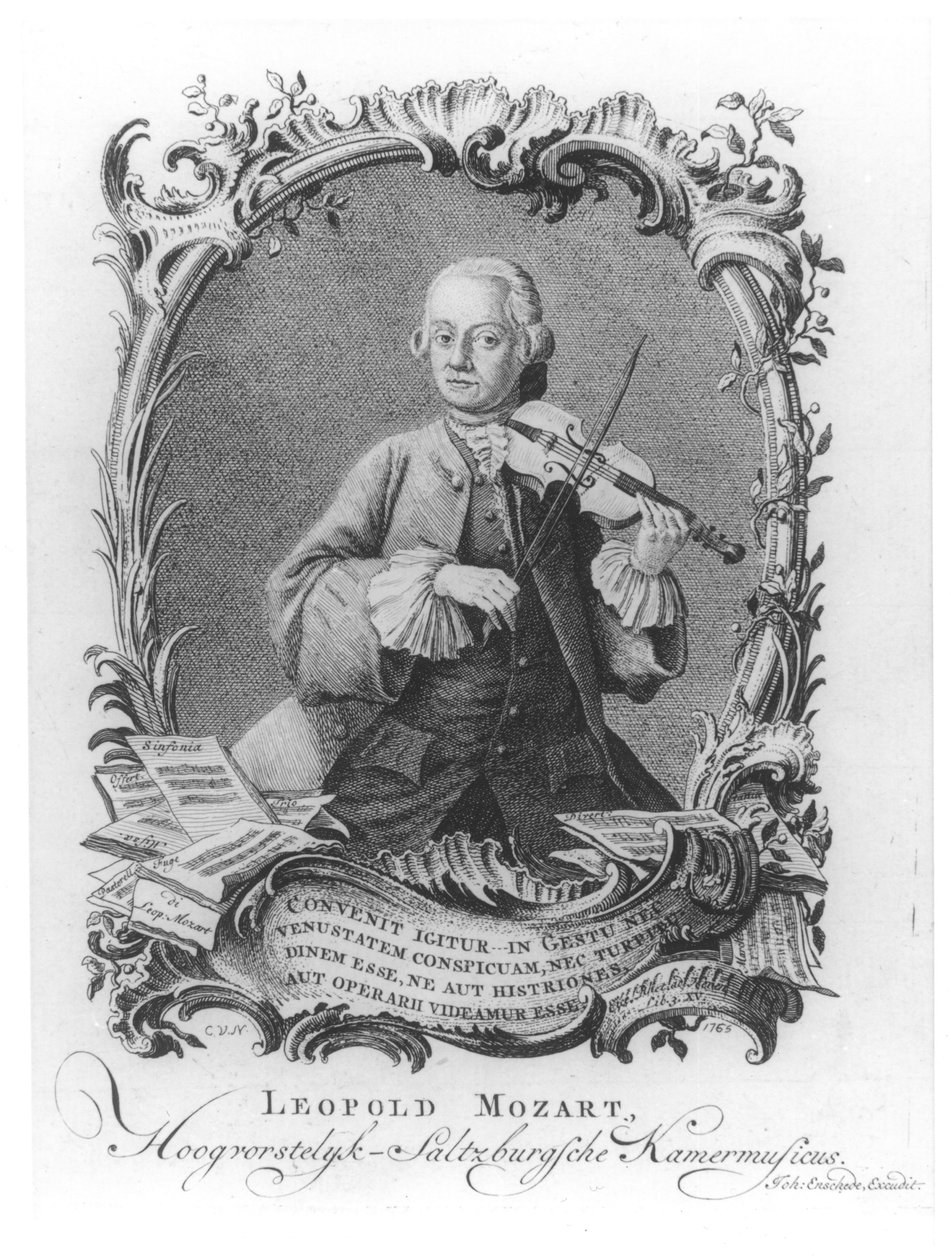 Retrato de Leopold Mozart (1719-1787) Violinista e compositor austríaco, gravado por Johann Enschede, 1765 de Cornelis van Noorde