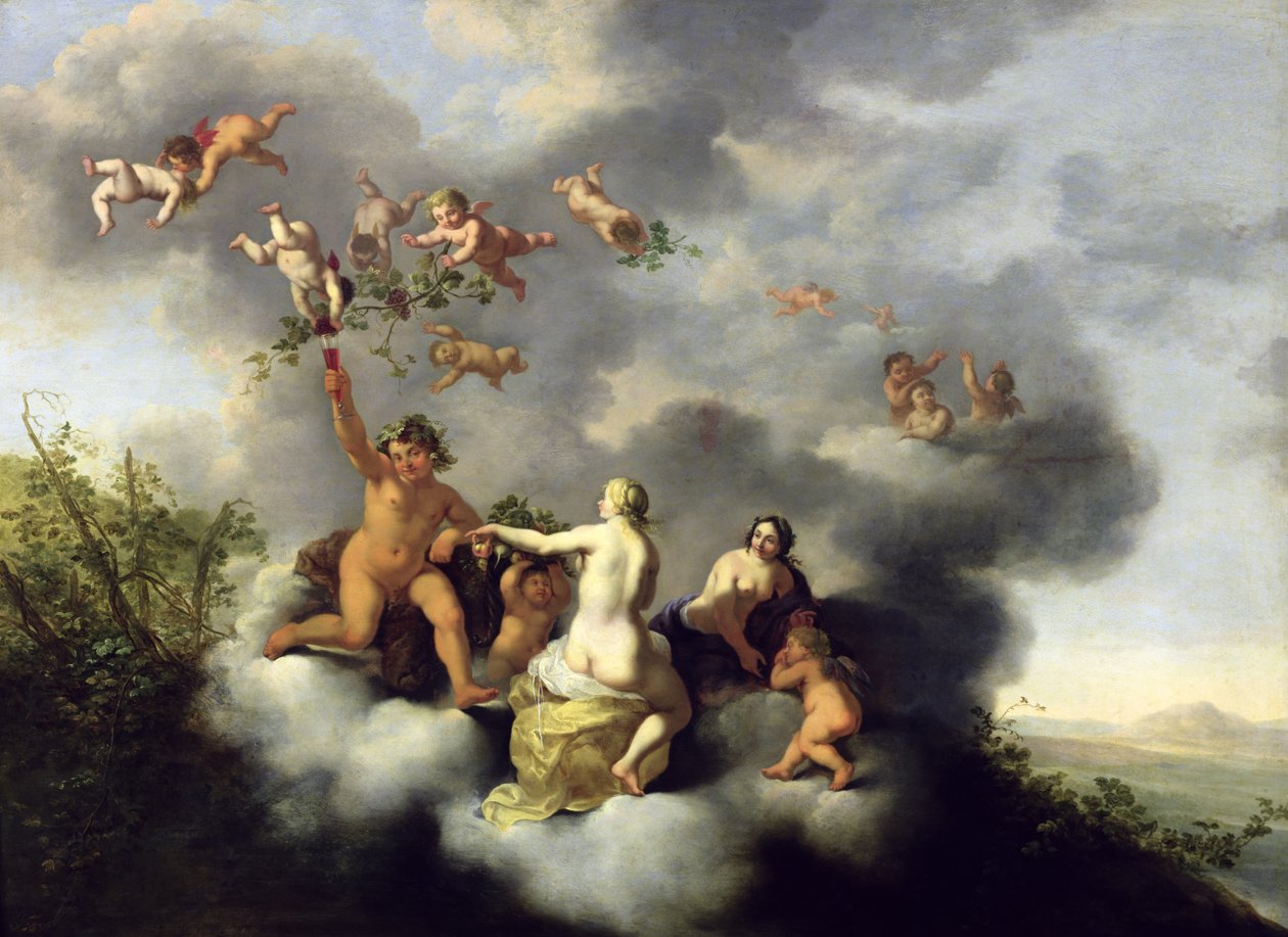 Ceres, Baco, Vênus e Cupido de Cornelis van Poelenburgh or Poelenburch
